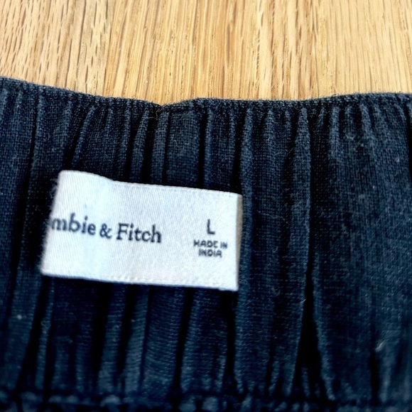 ABERCROMBIE linen cotton pull on shorts pleated pockets black size L - Picture 6 of 9